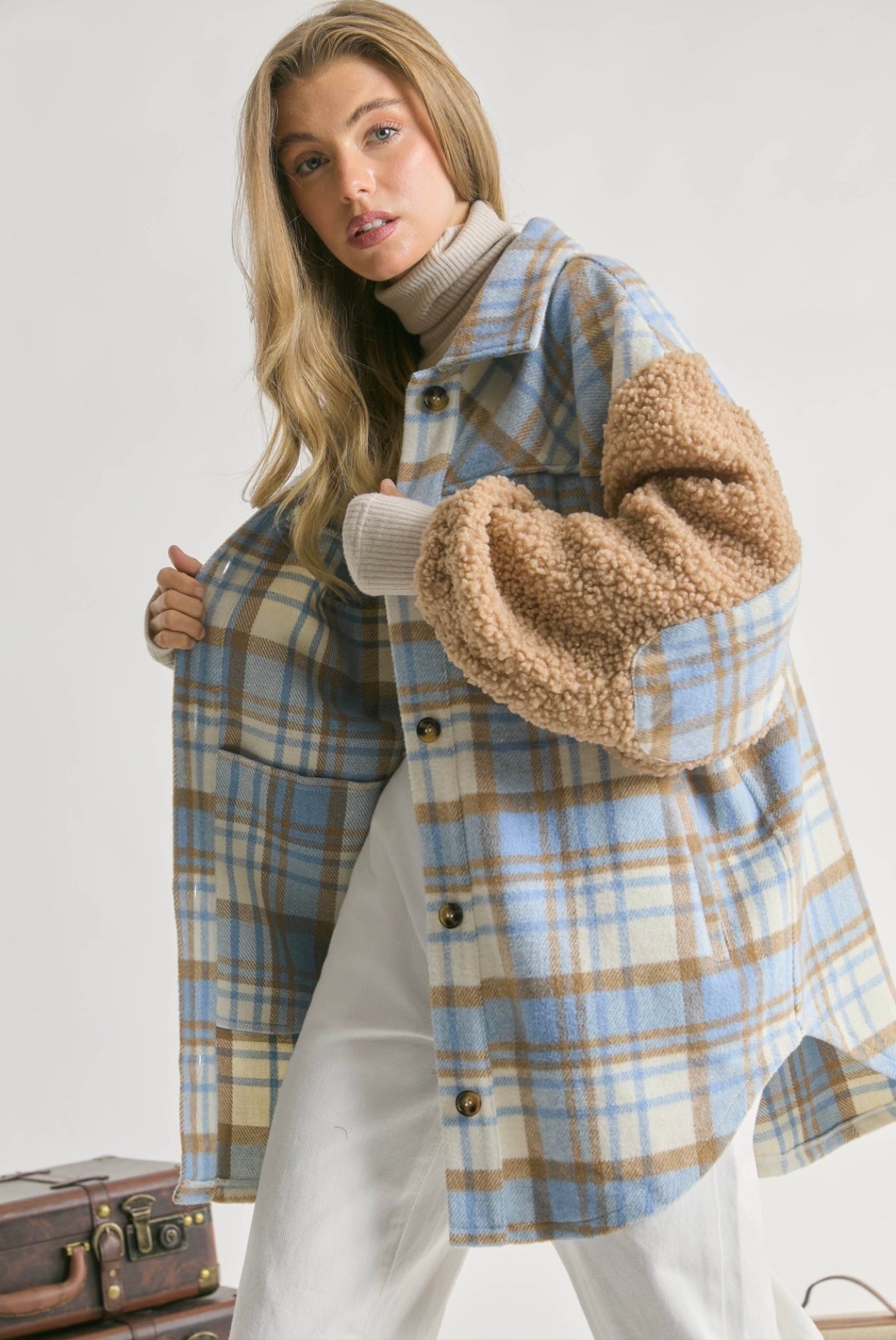 Hemdjacke kariert mit Teddyfell