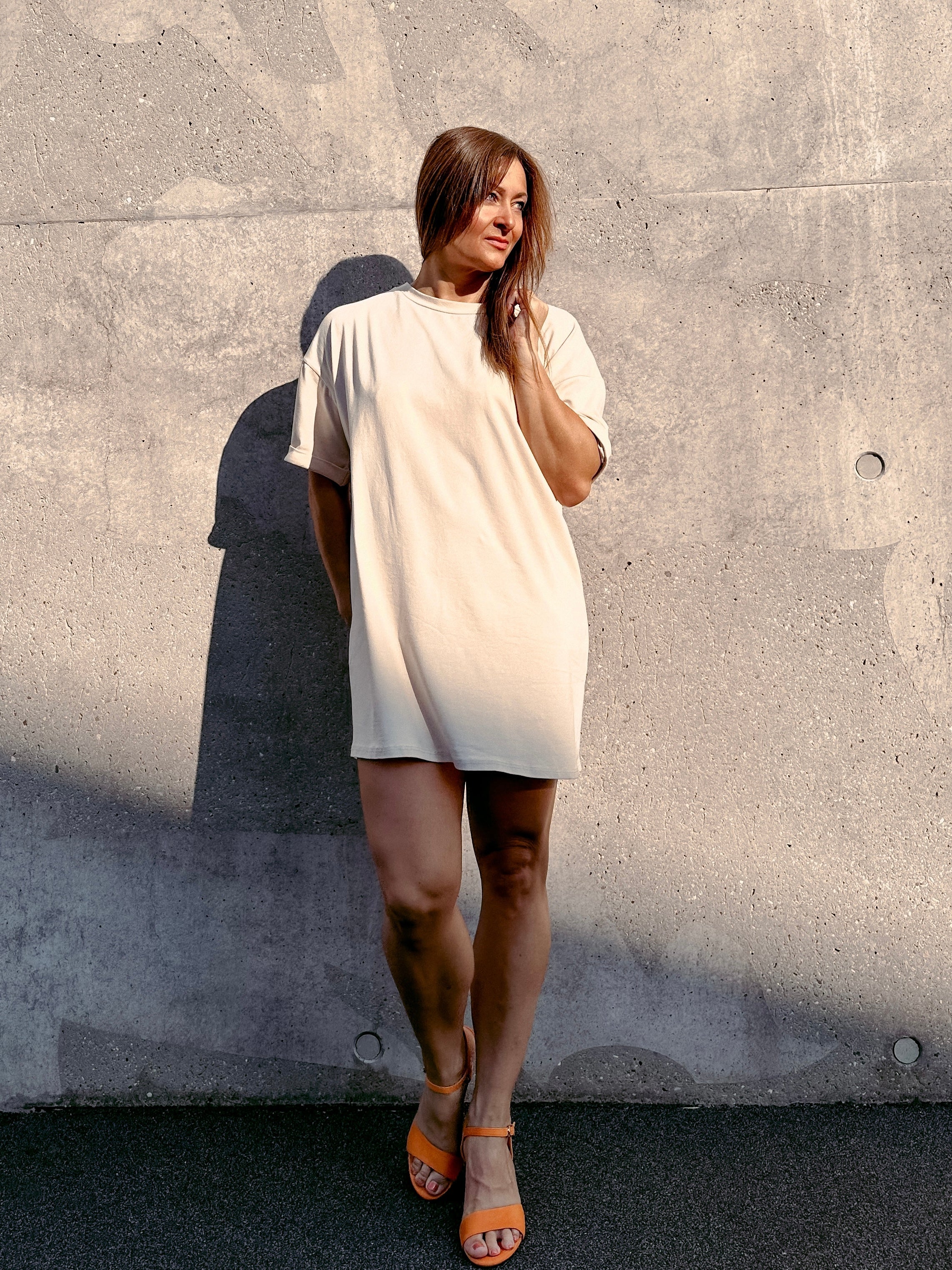 T-Shirt-Kleid Beige