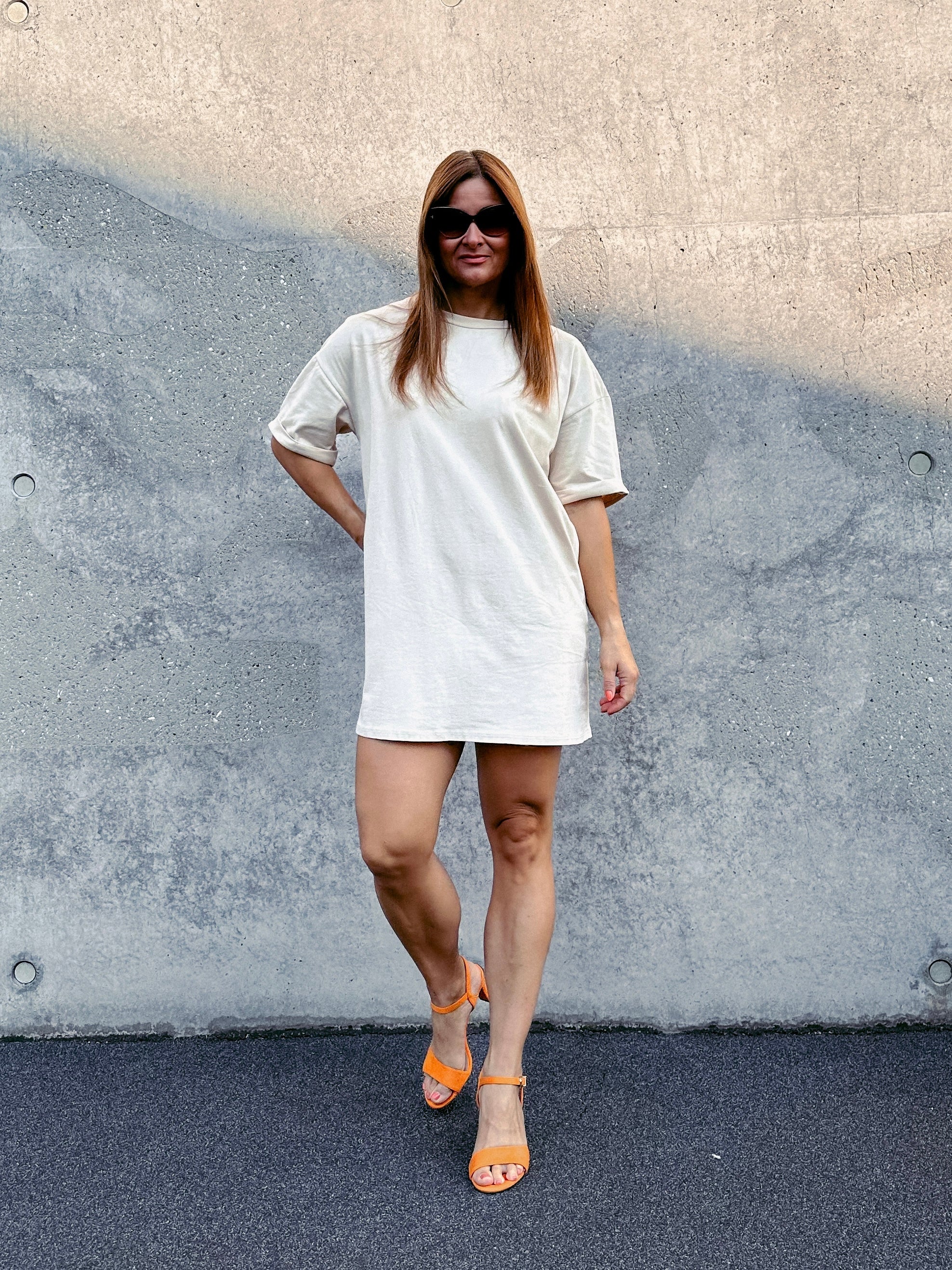 T-Shirt-Kleid Beige