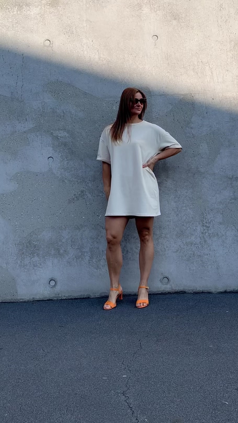 T-Shirt-Kleid Beige