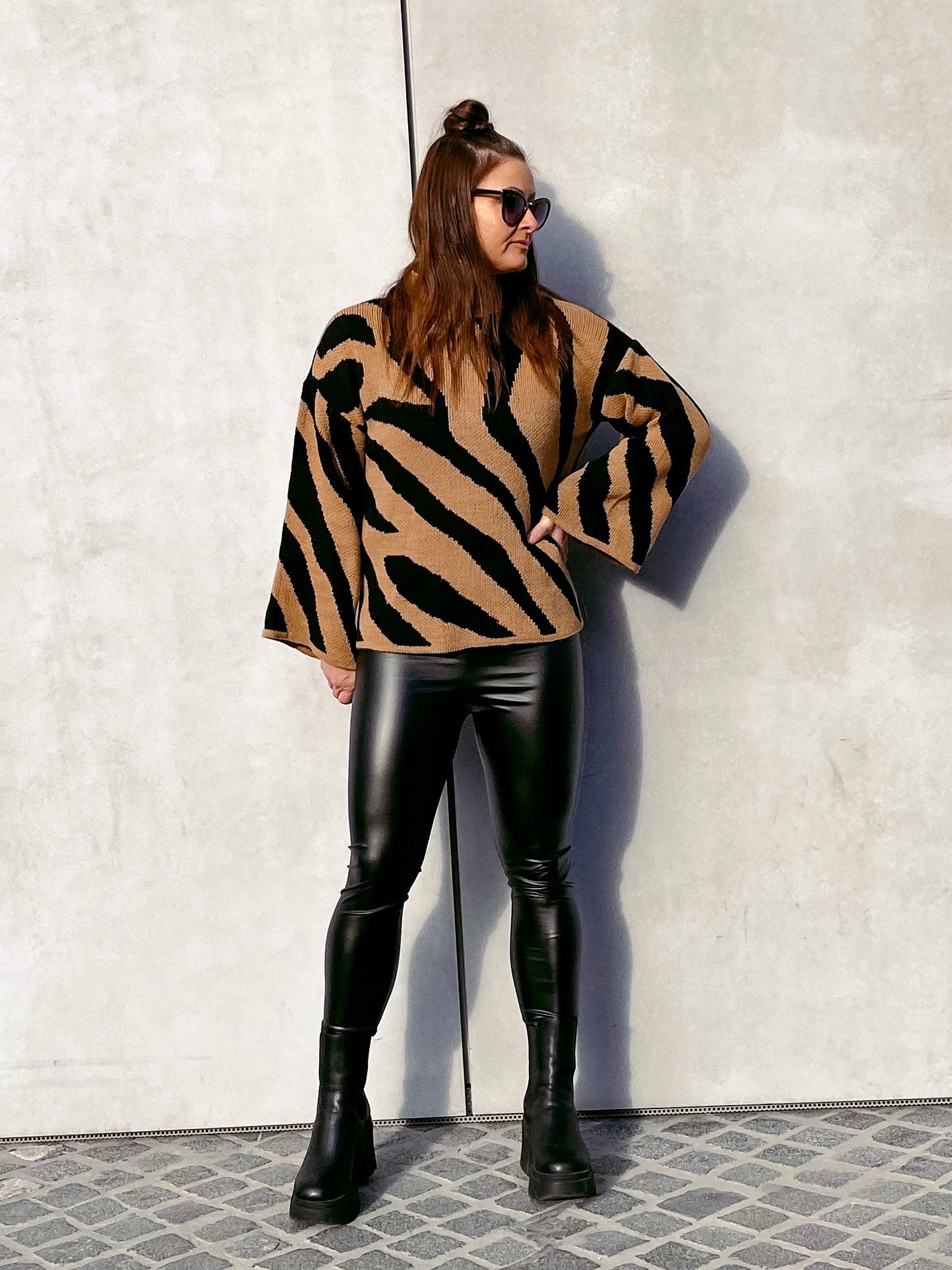 Strickpullover mit Animal-Print