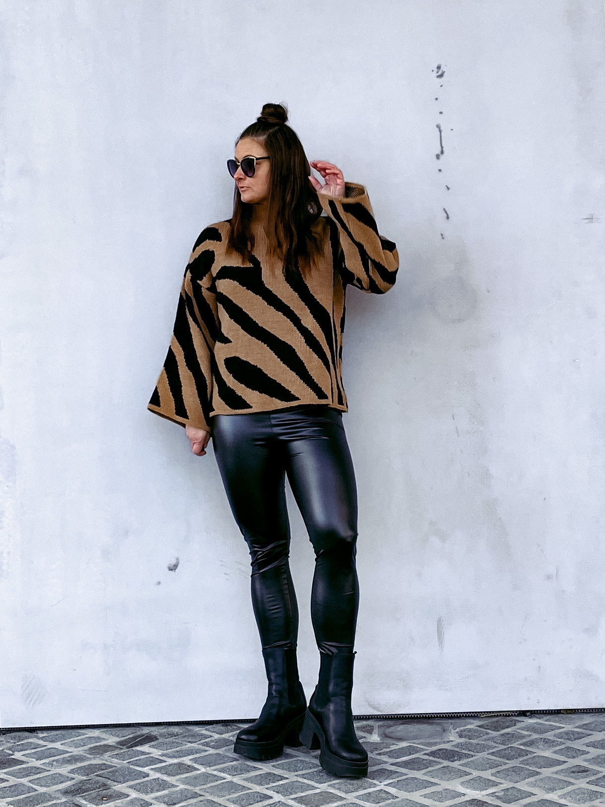 Strickpullover mit Animal-Print