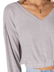 Langarmshirt mit V-Ausschnitt