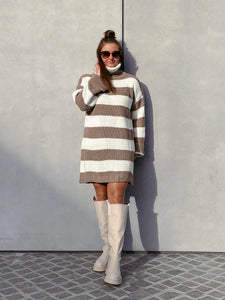 Rollkragen-Longpullover Pulloverkleid Knitwear