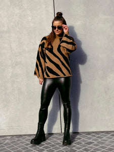 Strickpullover mit Animal-Print