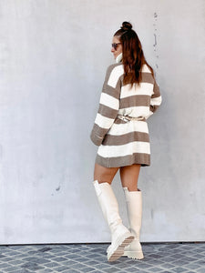 Rollkragen-Longpullover Pulloverkleid Knitwear