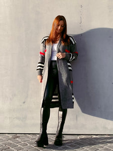 Langer Strick-Cardigan gestreift